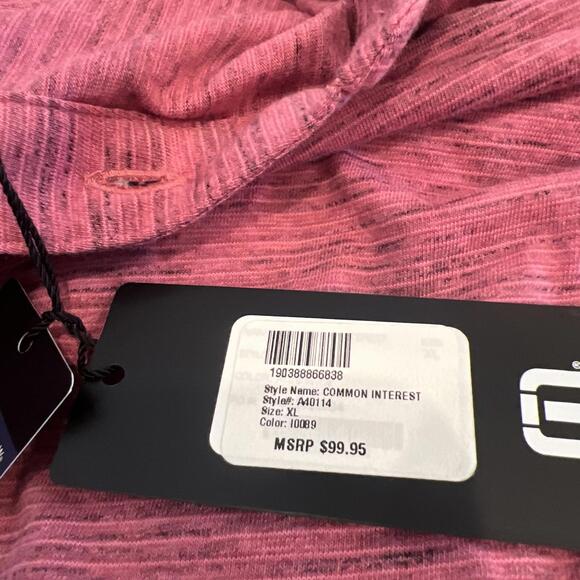 $99 NWT Travis Mathew polo pink stripes, mens Size XL 3 button blend POLO SHIRT - Picture 4 of 8